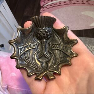 Vintage 1954 Bronze Souvenir Trinket Dish - Bonnie Scotland - 3" Ashtray Antique
